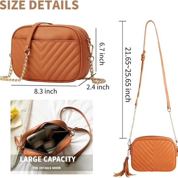 Quilted Crossbody Bag Women Small PU Leather Chain Strap Daily Use - Picture 5 of 7